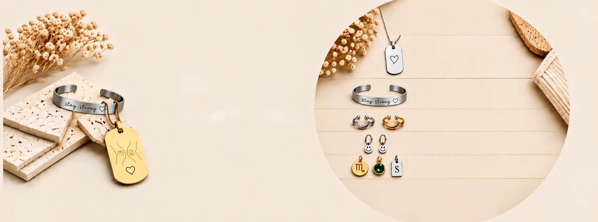 Gravierte Wunschkette, Armreif, Ringe, Ohrringe und Charms von Aurelis Atelier